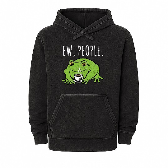 Ew People Cottagecore Frog With Tea Mineral Wash Hoodies