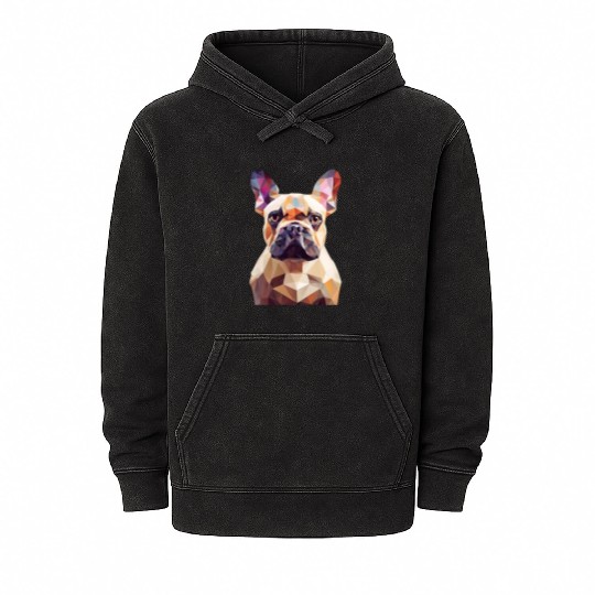 French bulldog, polygon dog,polygon art Mineral Wash Hoodies
