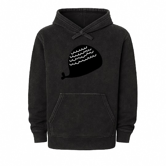 Lonely Black Whale In The Ocean Mineral Wash Hoodies