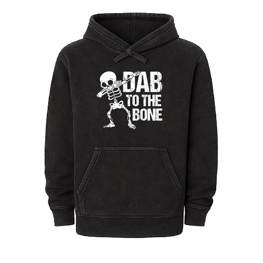 Dab To The Bone Dancing Skeleton Halloween Mineral Wash Hoodies