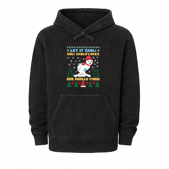 Snowman Let it Snow Christmas Snow Fever Mineral Wash Hoodies