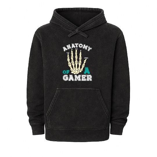 Anatomy of a Gamer Gaming Hand Video Game Mineral Wash Hoodies