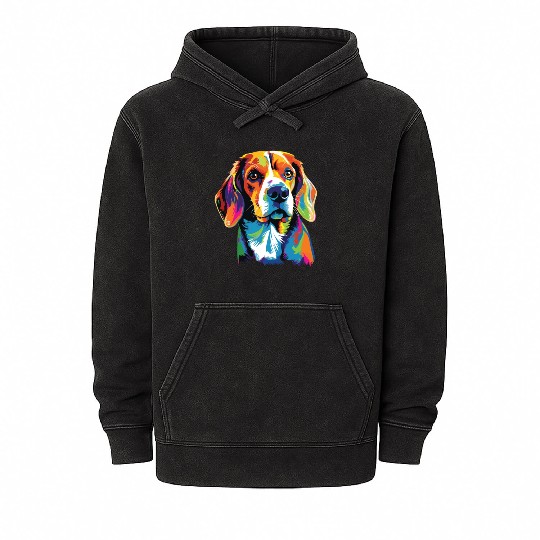 Watercolor Colorful Beagle Mineral Wash Hoodies
