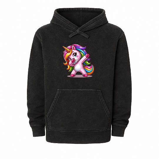 Dabbing Unicorn Dab Move Dancing Rainbow Unicorn Mineral Wash Hoodies