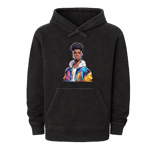 Afro Hip Hop Mineral Wash Hoodies
