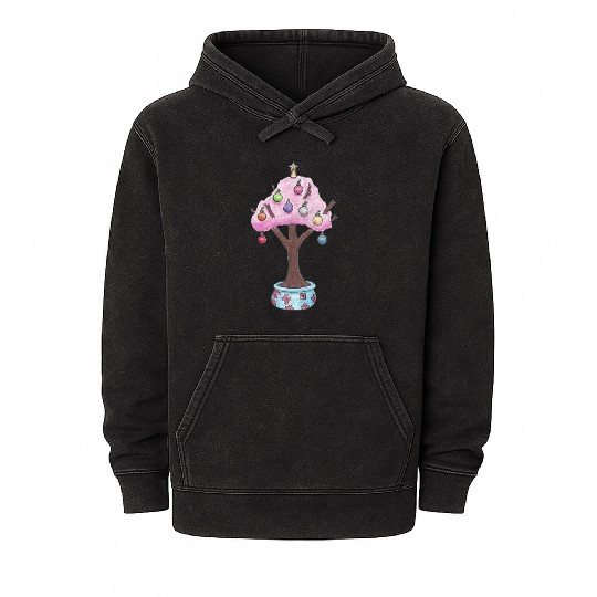 Christmas Cherry Tree Japanese Mineral Wash Hoodies