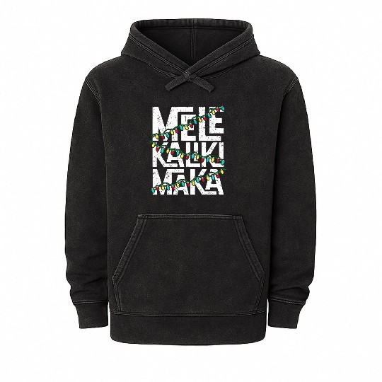 Mele Kalikimaka Hawaiian Christmas Holidays Themed Mineral Wash Hoodies