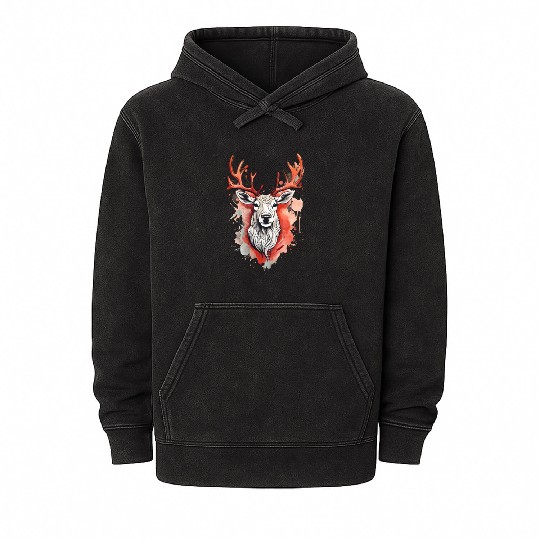 Reindeer Sublime Antler Silhouette Top Mineral Wash Hoodies