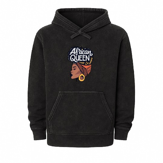 African Queen Afrocentric Queen Mineral Wash Hoodies