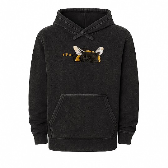 Fuzzy Little Bumblebee Kitty Mineral Wash Hoodies