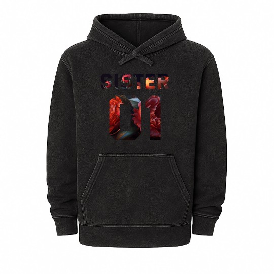 COUPLE FLOWER SISTER 01 Mineral Wash Hoodies