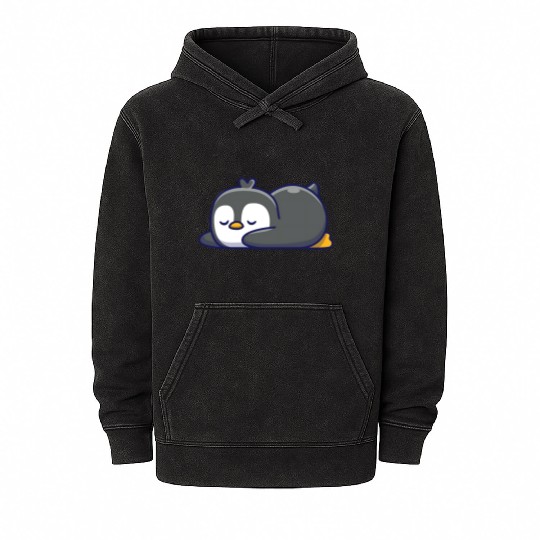 Cute penguin sleeping Mineral Wash Hoodies