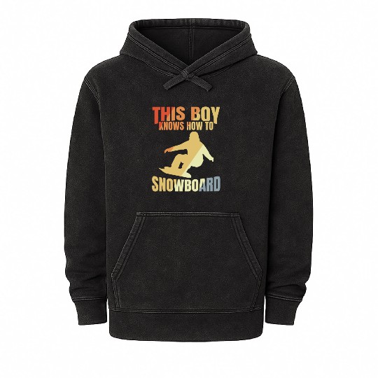 Funny Snowboarding Boy Mineral Wash Hoodies