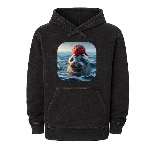 Seal and pufferfish friends from the ocean Mineral Wash Hoodies
