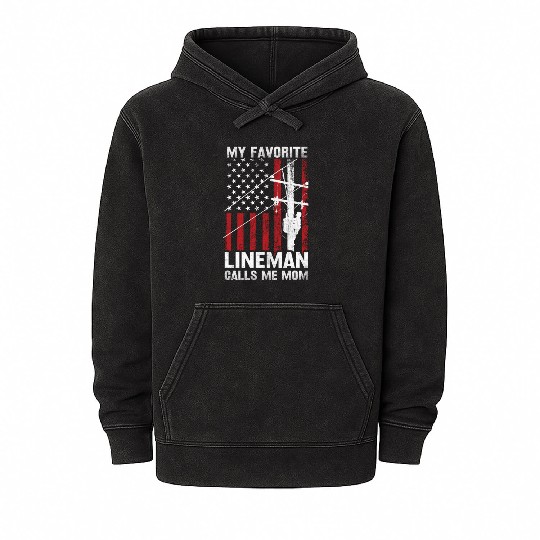 Mothers day my favorite lineman Mineral Wash Hoodies