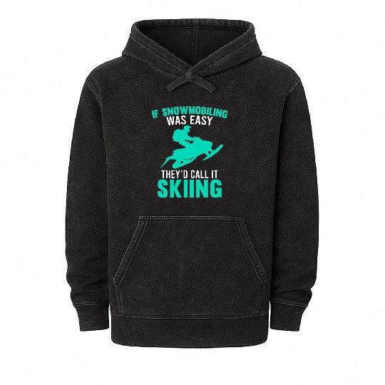 Snowmobile Mineral Wash Hoodies Winter Sport Snowmobiling