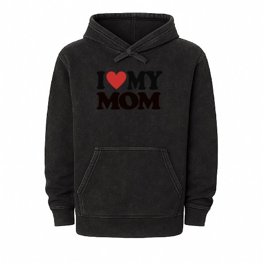 I Love My Mom Men's Muscle Mineral Wash Hoodies Sleeveless Gym