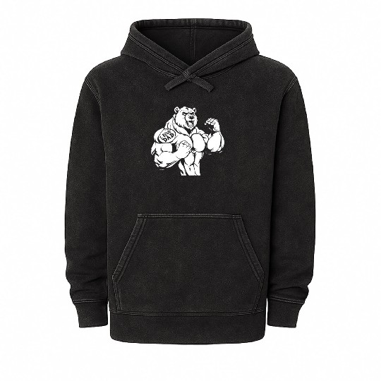Brown Bear Biceps Tattoo I Love Dad Mineral Wash Hoodies