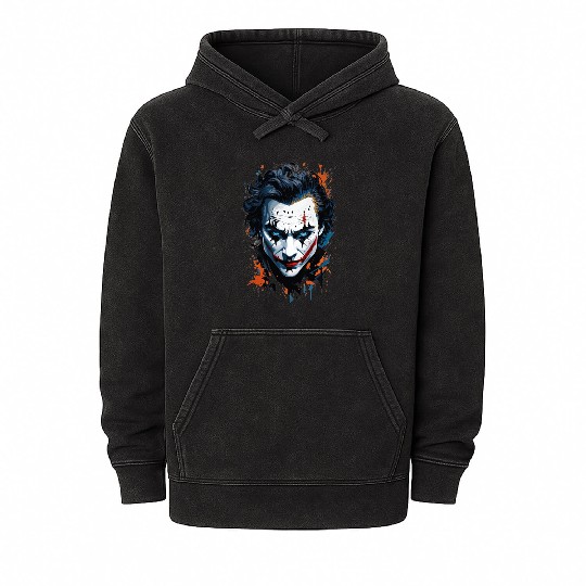 Chaos in Colors: Vibrant Joker Face Mineral Wash Hoodies