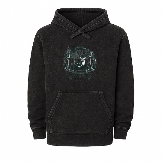 Majestic deer in the forest Mineral Wash Hoodies