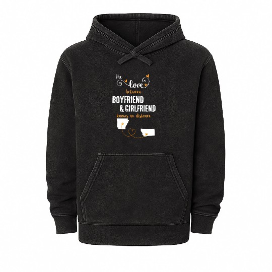 Love Between BF And GF Arkansas To Montana Gift Mineral Wash Hoodies