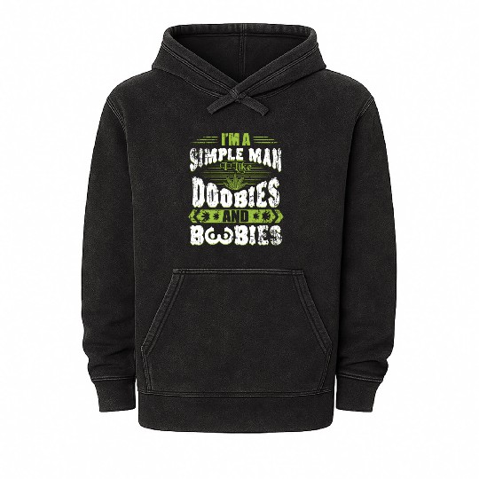 Marijuana Doobies And Boobies Smoking Pot Weed Mineral Wash Hoodies