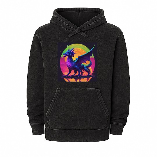 neon dragon Mineral Wash Hoodies