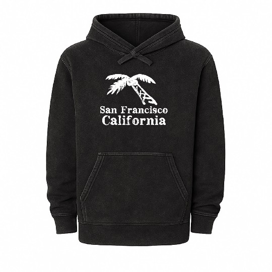 San Francisco California Palm Tree Souvenirs Gifts Mineral Wash Hoodies