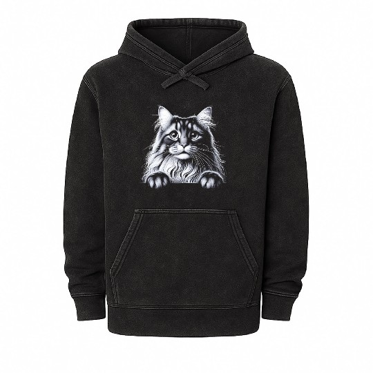 More Treats persian 2- Cute realistic cat drawing Mineral Wash Hoodies