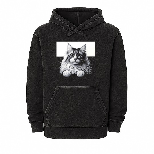 More Treats persian 1- Cute realistic cat drawing Mineral Wash Hoodies