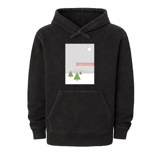 Peace On Earth Christmas Trees Falling Snow Winter Mineral Wash Hoodies