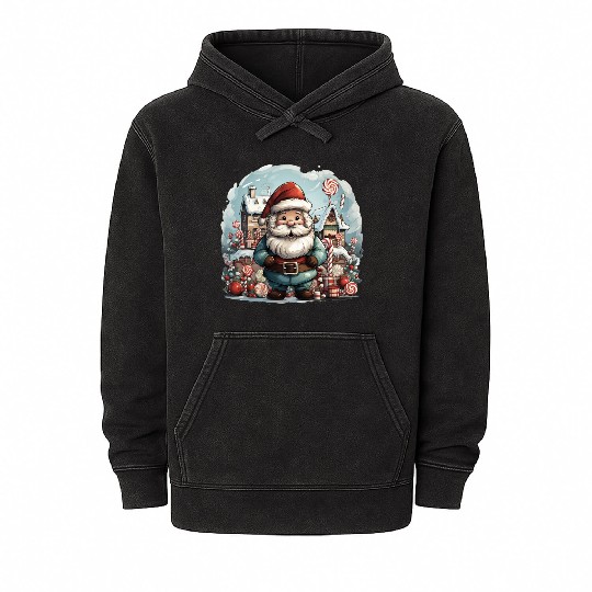 a jolly Santa Claus surround Mineral Wash Hoodies