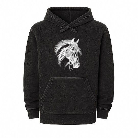 Racy Horse With Mane Horse Dressage Equestrian Mineral Wash Hoodies