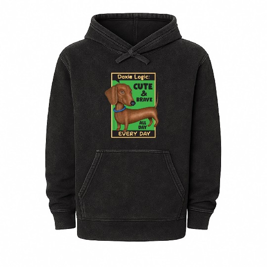 Dachshund Logic Mineral Wash Hoodies