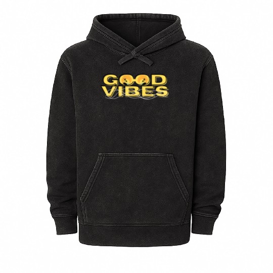 Yellow Black Illustrative Mineral Wash Hoodies