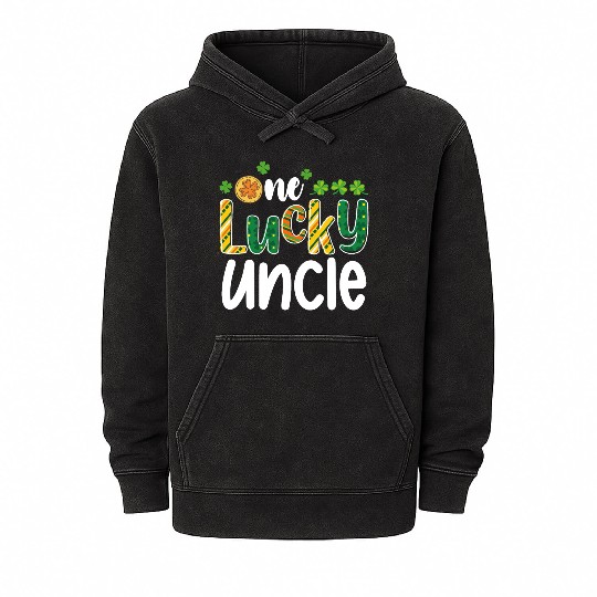 One Lucky Uncle Matching Family St Patrick's Day Mineral Wash Hoodies