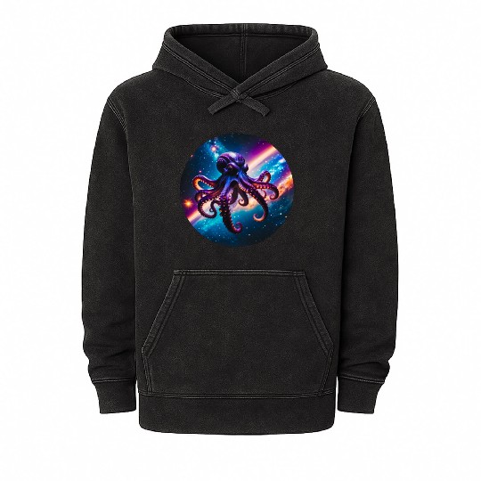 Space Octopus Mineral Wash Hoodies