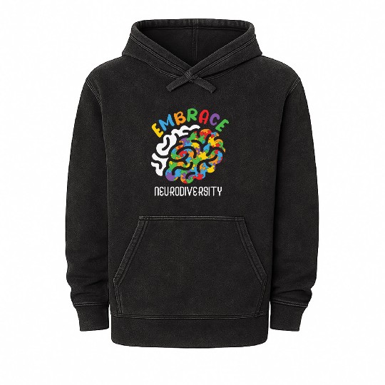 Embrace Neurodiversity Autism Brain Mineral Wash Hoodies