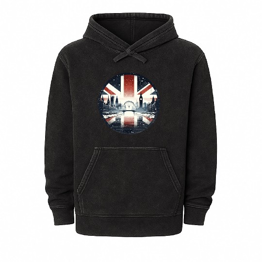 Winter London Travel Vintage Logo Mineral Wash Hoodies