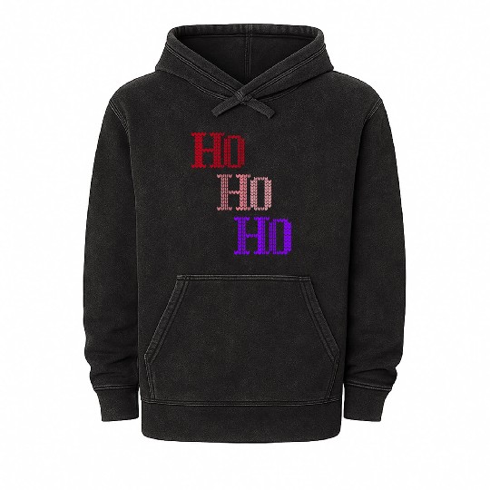 HO HO HO MERRY CHRISTMAS KNITTED STYLE Mineral Wash Hoodies