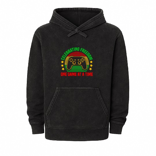 Video Gamer Celebrating Freedom One Game a Time Mineral Wash Hoodies