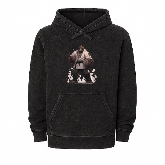 Bigfoot Karate Martial Arts MMA Kawaii Mineral Wash Hoodies
