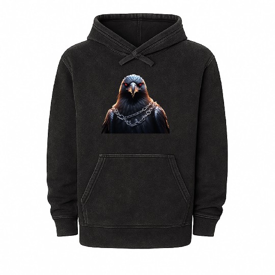Eagle Caged Thunder: A Heavy Metal Eddie Mineral Wash Hoodies