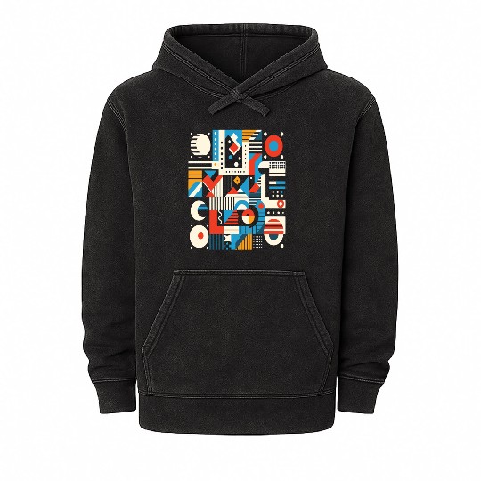 Overlapping geometric shapes Mineral Wash Hoodies