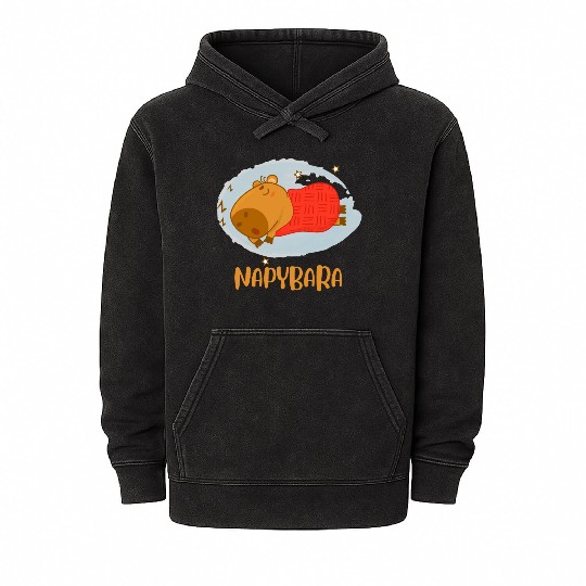 Sleepy Capybara Mineral Wash Hoodies