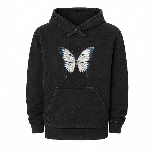 Butterfly Colorful Enchanting Delicate Insects Mineral Wash Hoodies