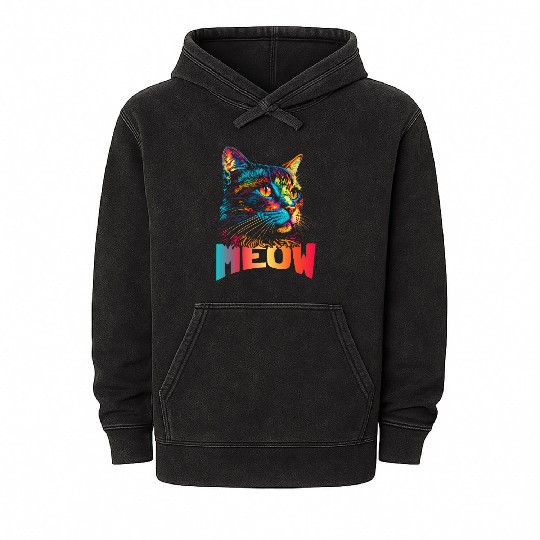 Meow Cat Mineral Wash Hoodies