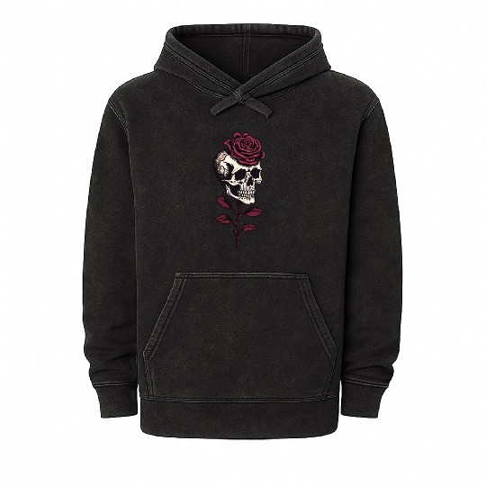 Skull Rose Aesthetic skeleton Grunge gift Mineral Wash Hoodies
