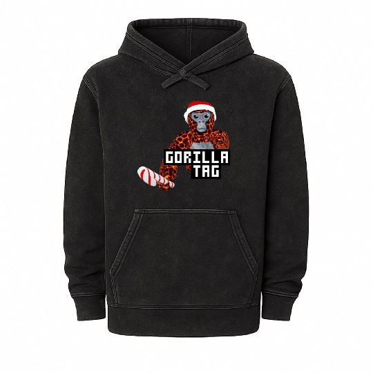 Gorilla Tag Santa Monkey Candy Cane Gorilla Mineral Wash Hoodies