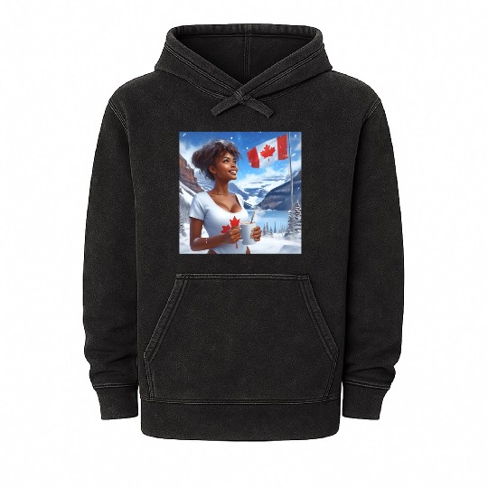 Canadian Winter Snow in Banff Canada Mineral Wash Hoodies